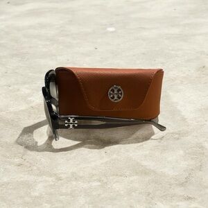 Tory Burch Brown Leather Sunglasses Case and Glasses